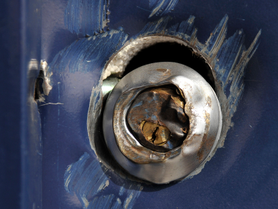 Door Knob Destoryed By Burglar From Actual Intrusion