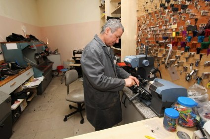 Pre-Lock Locksmith Tech Cutting Keys At 800 Petrolia Road Toronto